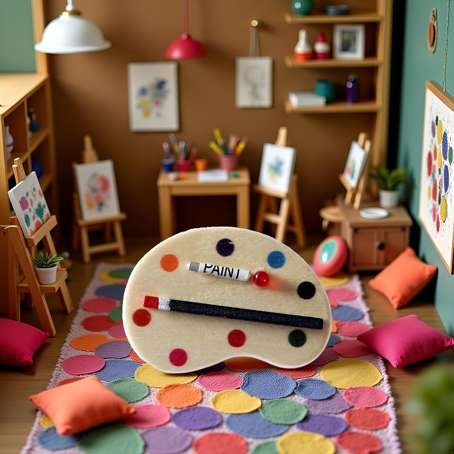 1/12 Doll House Paintbox Painting Easel Palette Miniature Art Room Scene Palette Painting, Drawing and Art Sup - view 2