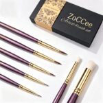 Kolinsky Sable Miniature Paint Brushes with Drybrushes, 7PCS Professional Detail Paintbrushes Set for Miniatur