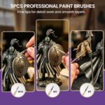Kolinsky Sable Miniature Paint Brushes with Drybrushes, 7PCS Professional Detail Paintbrushes Set for Miniatur - view 3