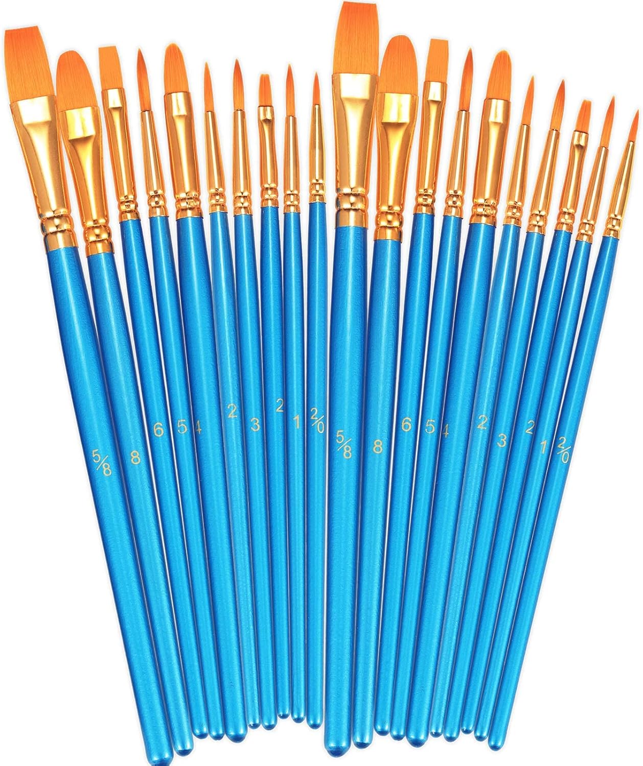 BOSOBO Paint Brushes Set, 20 Pcs Small Paint Brush Kit Round Flat Tip Nylon Hair, for Acrylic Painting, Waterc