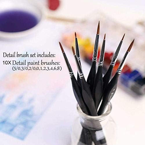 Golden Maple Detail Paint Brushes Set 10pcs | Miniature Brushes, Fine Detailing & Art Painting, Acrylic, Water - view 2