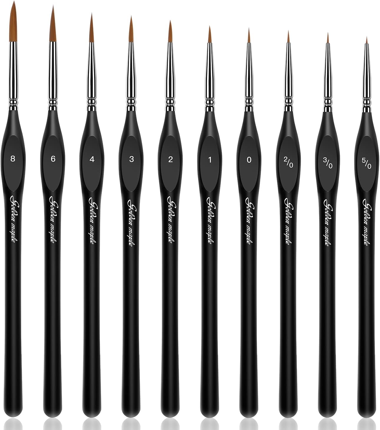 Golden Maple Detail Paint Brushes Set 10pcs | Miniature Brushes, Fine Detailing & Art Painting, Acrylic, Water