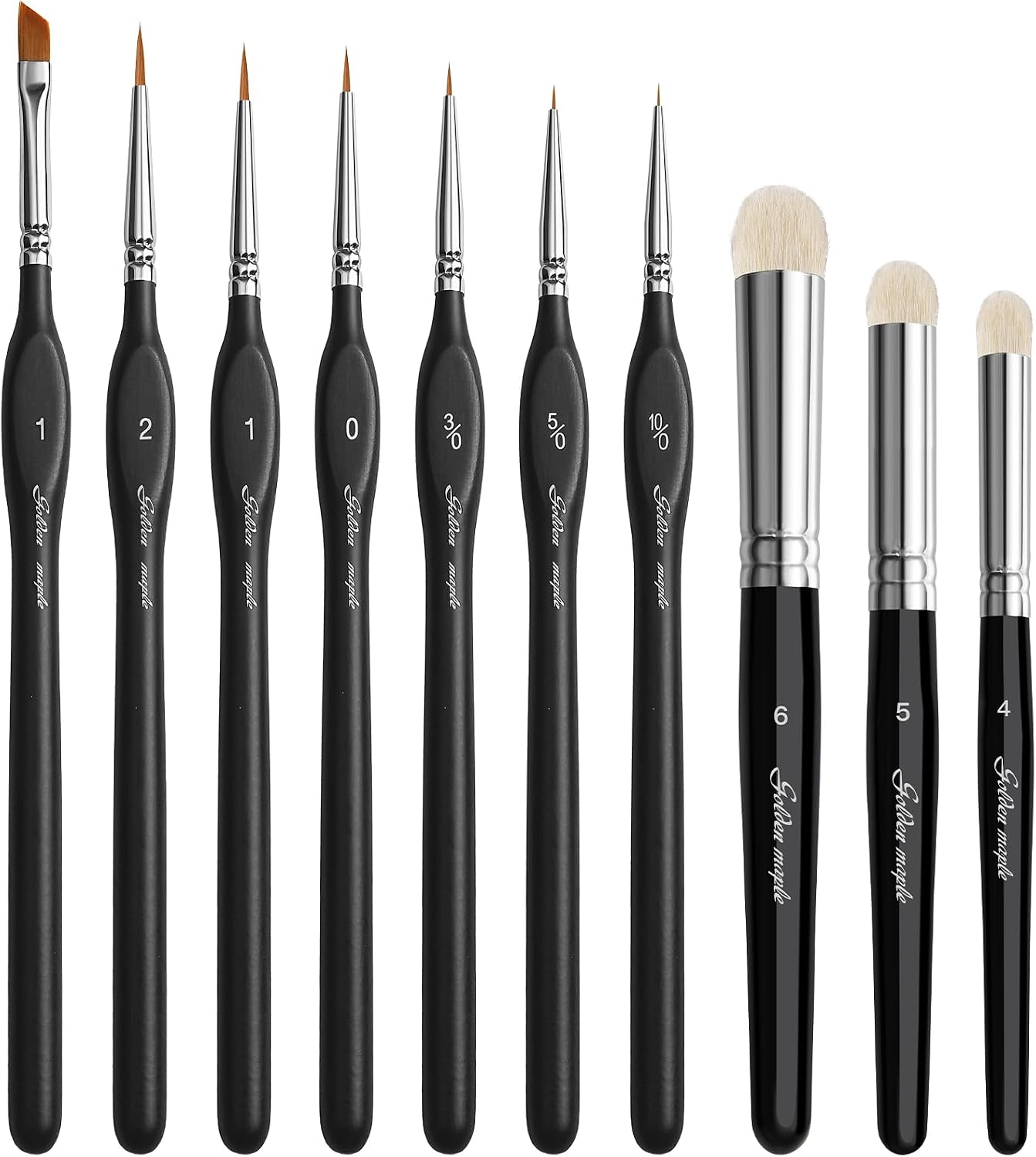 Golden Maple Miniature Paint Brushes Drybrush-10pcs Micro Detail Paint Brush Set, Small Fine Detail Brushes fo