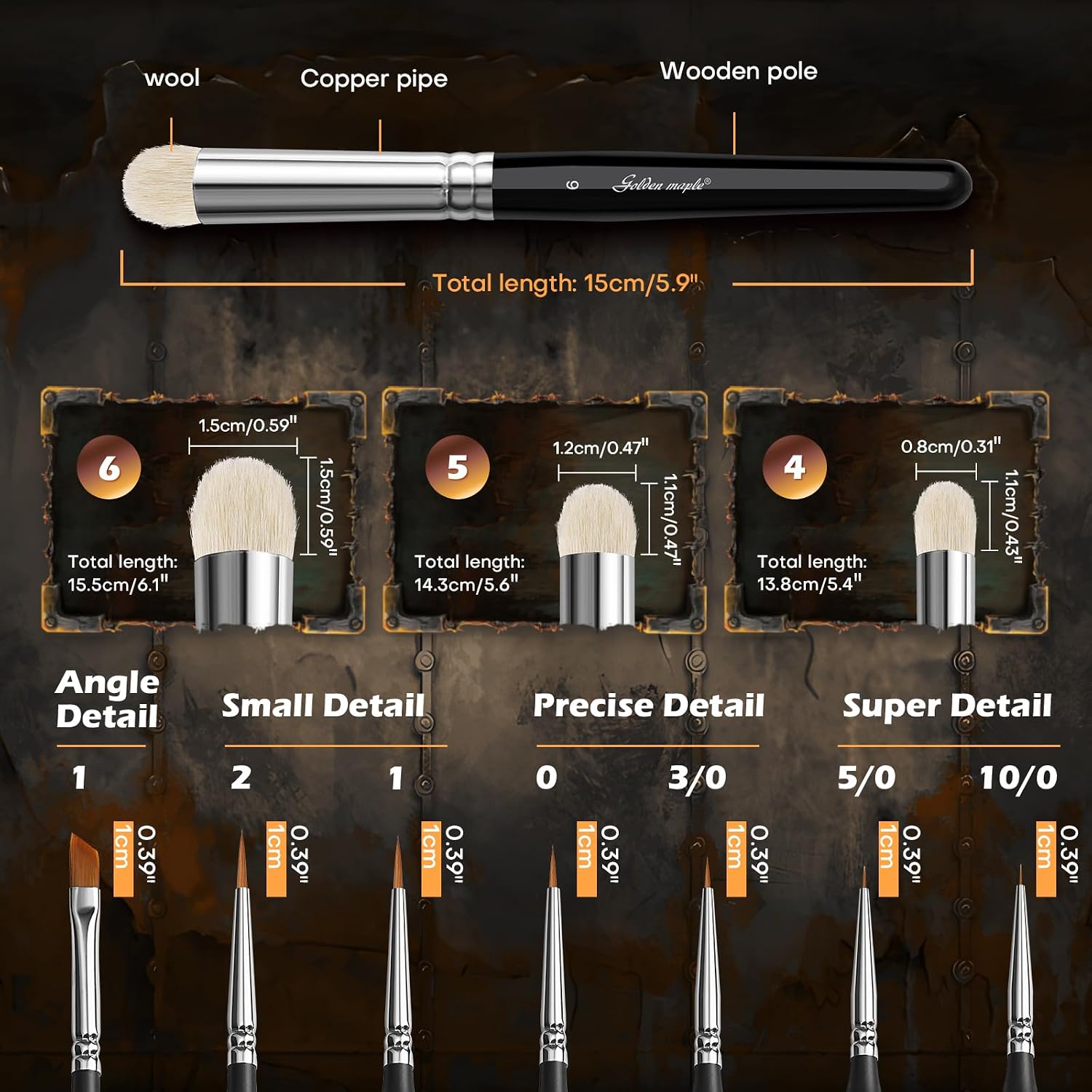 Golden Maple Miniature Paint Brushes Drybrush-10pcs Micro Detail Paint Brush Set, Small Fine Detail Brushes fo - view 2