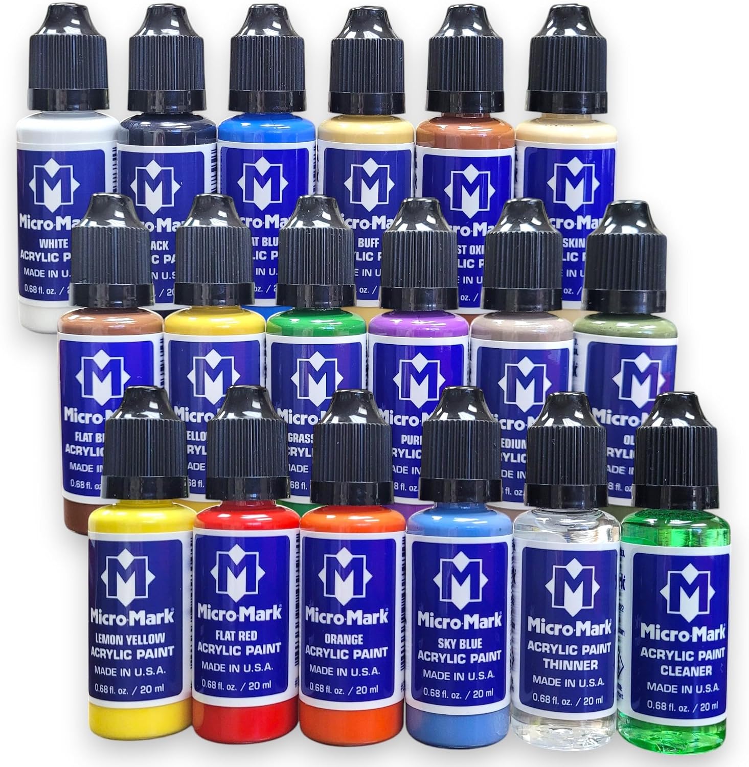 Micro-Mark Basic Color Model Water-based Acrylic Paint Set – Artist-Grade Pigment Colors for Miniatures, Model