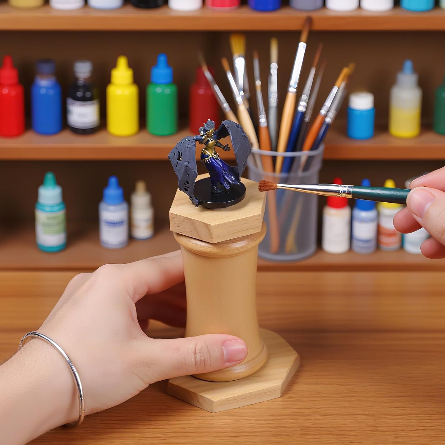 Miniature Painting Handle,Set:1 Panting Handle + 1 Caly + 6 PCS Bendable Alligator Clip Sticks + 1 Metal Box + - view 2