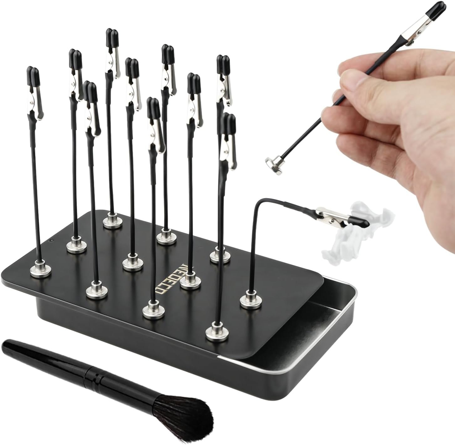 Model Painting Stand Base, 12PCS Bendable Alligator Clip Sticks and Brush Set Modeling Tools for Airbrush Spra