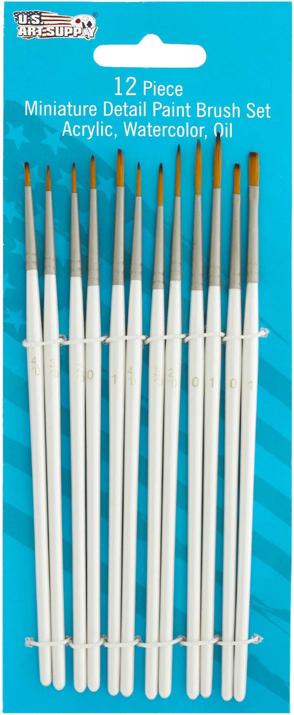 U.S. Art Supply Miniature Detail Paint Brush Set – 12 Miniature Brushes for Art Painting – Acrylic, Watercolor - view 2